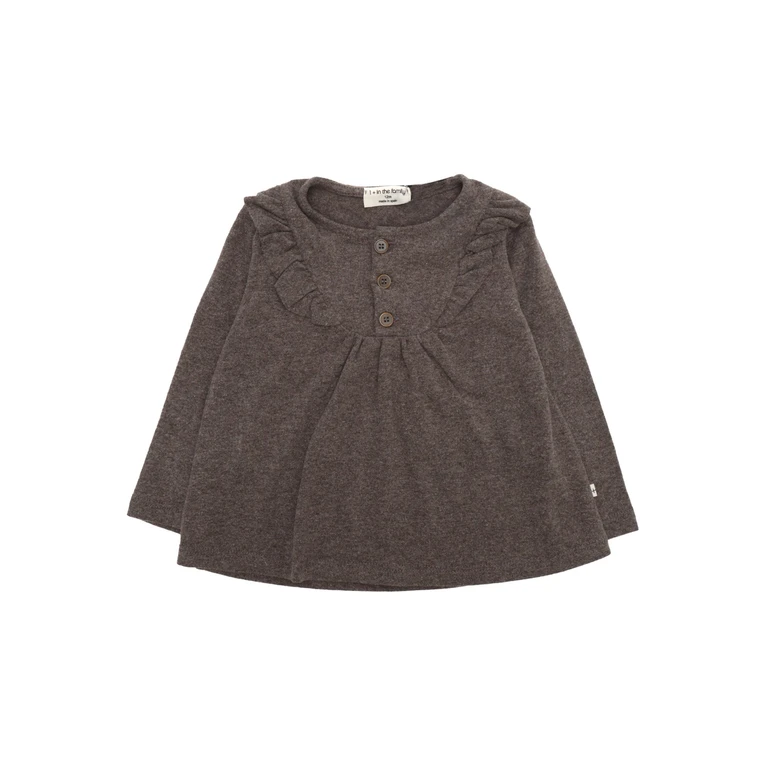 One More In The Family Blouse Grey Cotton Acrylic Elastan