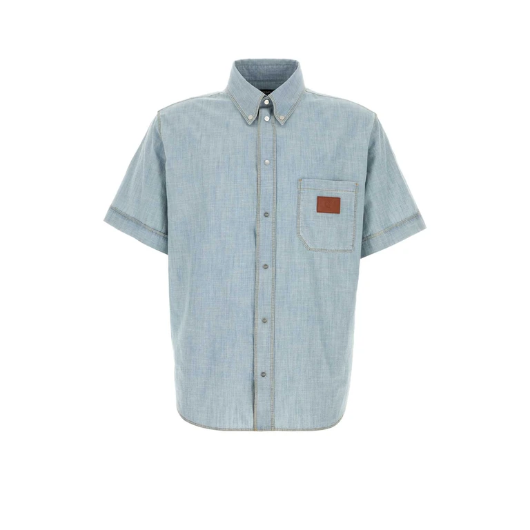 Fendi Light Blue Chambray Shirt Blu Chiaro Exterior: Cotton Camicie - Men