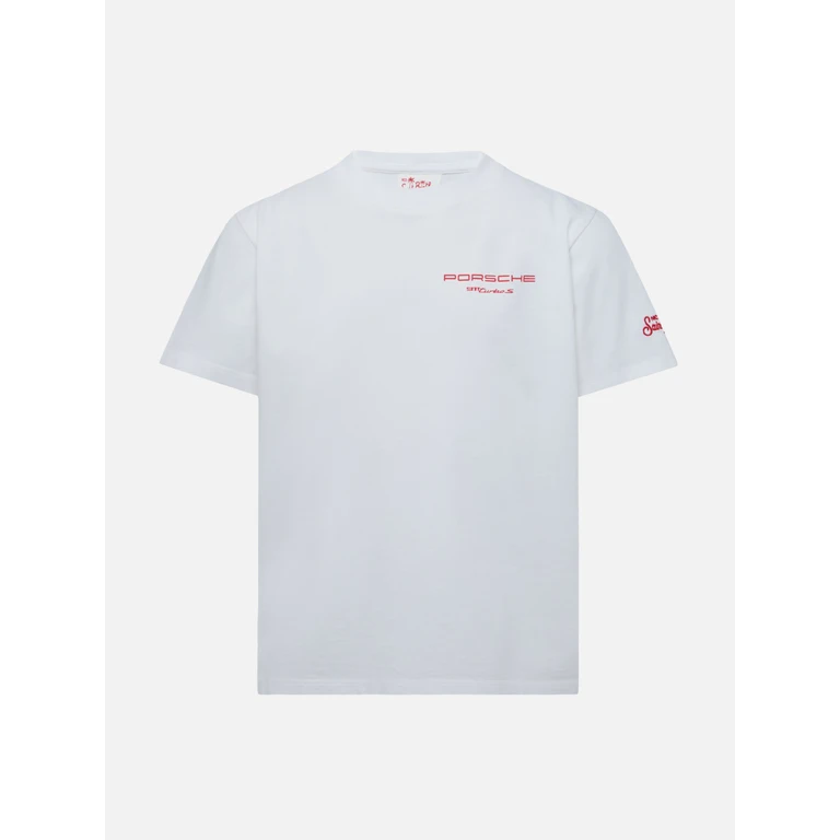 Mc2 Saint Barth Cotton T-Shirt With Porsche 911 Turbo S Print Special Edition White
