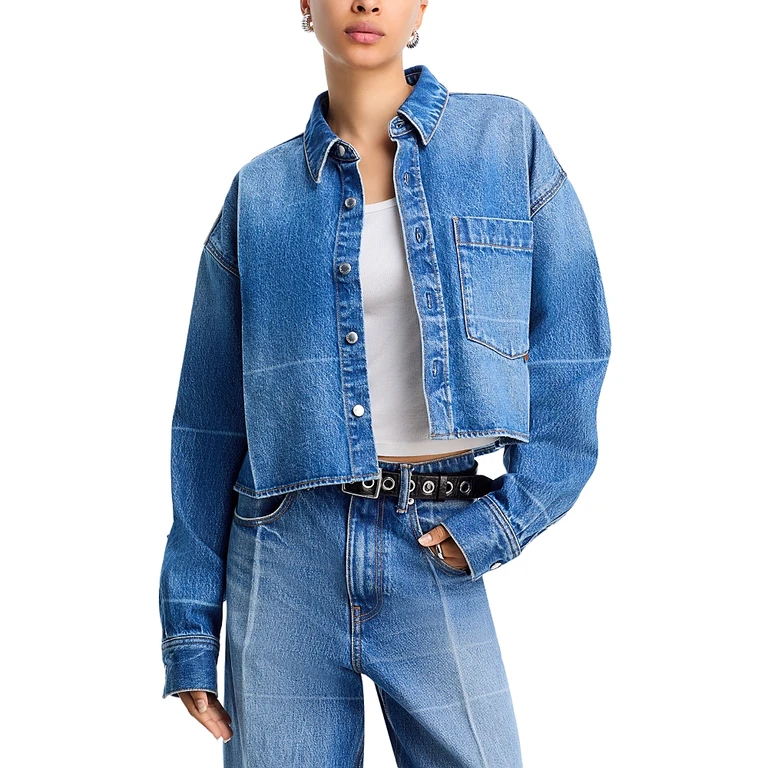 alexanderwang. t Cropped Denim Button Down Jacket