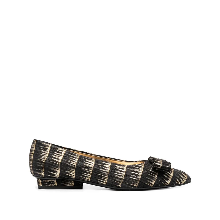 Ferragamo Womens Black Ballerinas Flats