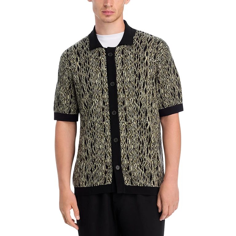 Hugo Sgeo Short Sleeve Knitted Jacquard Shirt
