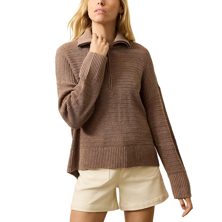 Faherty Miramar Linen Blend Quarter Zip Sweater