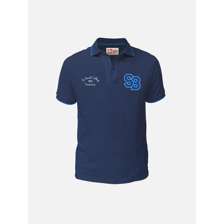 Mc2 Saint Barth Boy Blue Cotton Piquet Polo Shirt
