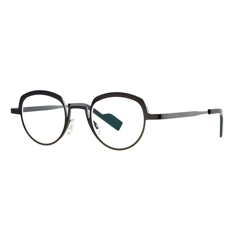 Theo Eyewear Sleep - 468 Black Matte Addo Grey Rx Stainless Steel Eyeglasses - Women