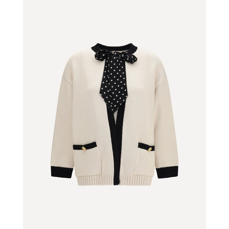 VALENTINO Open polka-dot bow Cardigan Female M