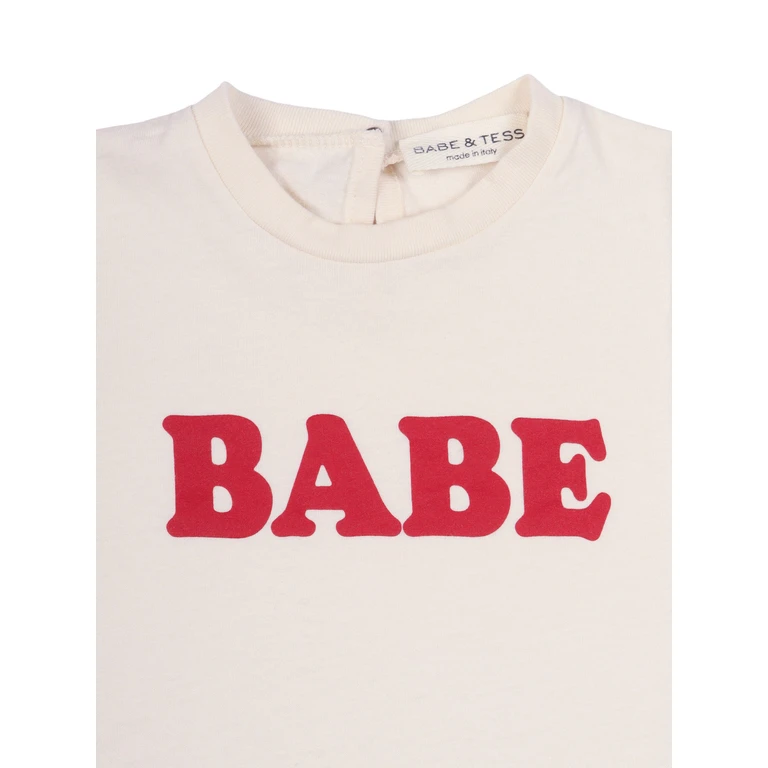 Babe & Tess Babe T-Shirt Beige Cotton Short Sleeves