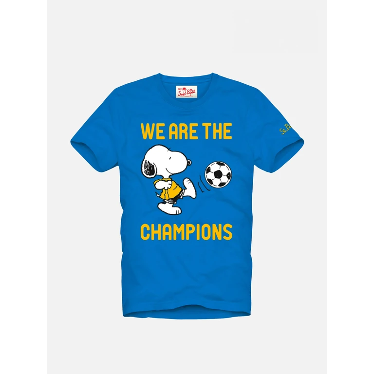 Mc2 Saint Barth Boy Cotton T-Shirt With Snoopy Print - Peanuts Special Edition Blue