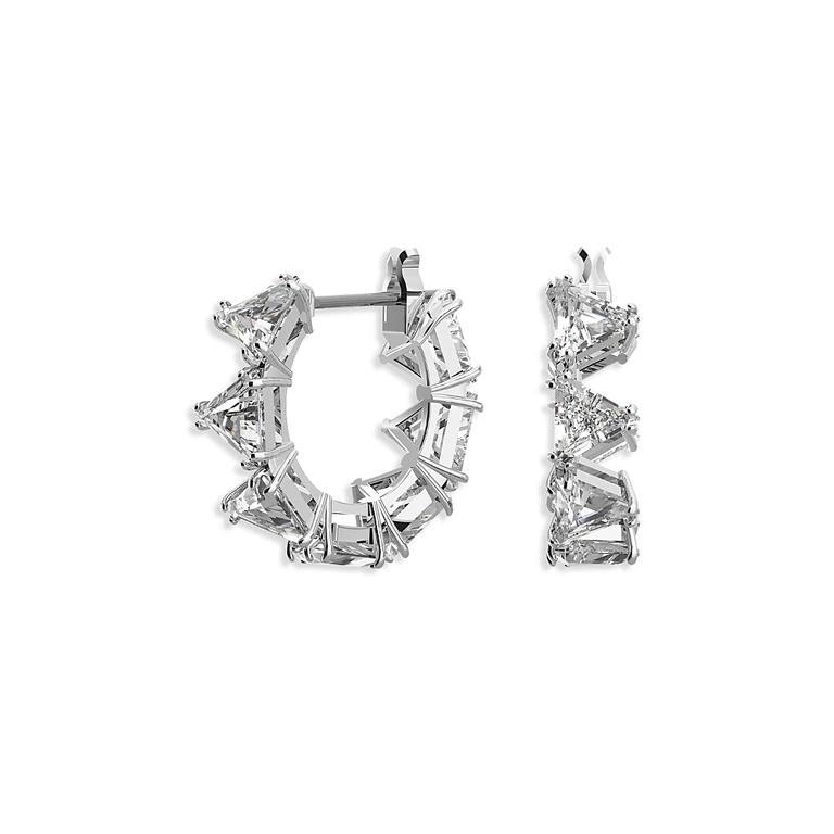 Swarovski Matrix Triangle Cut Small Hoop Earrings in Rhodium Plated
