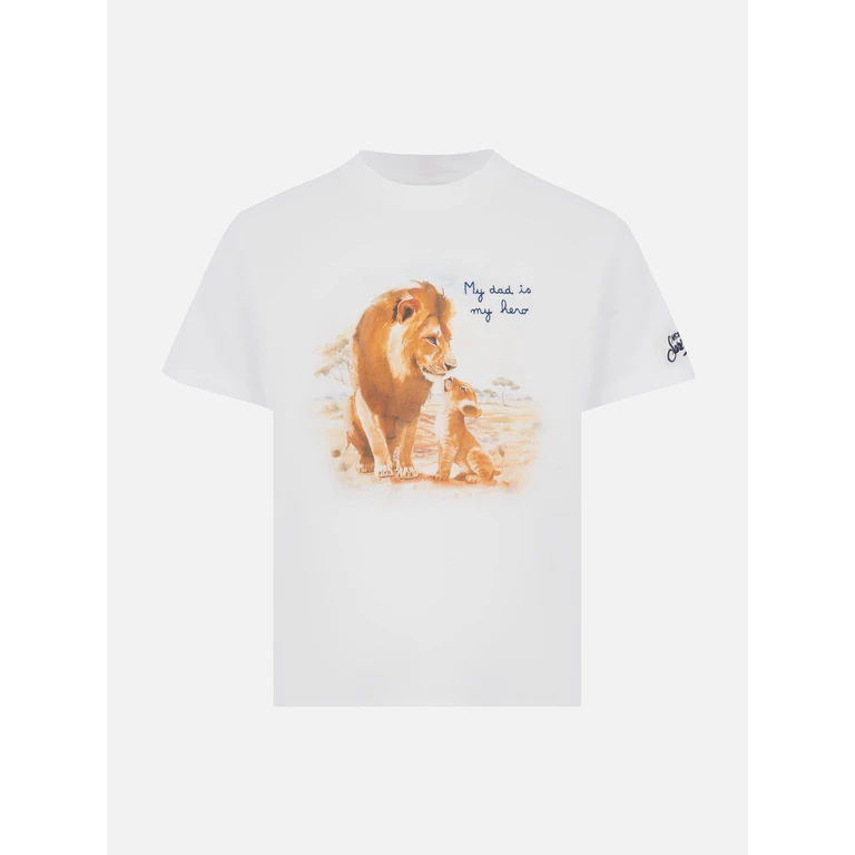 Mc2 Saint Barth Cotton T-Shirt With My Dad Is Hero Embroidery White