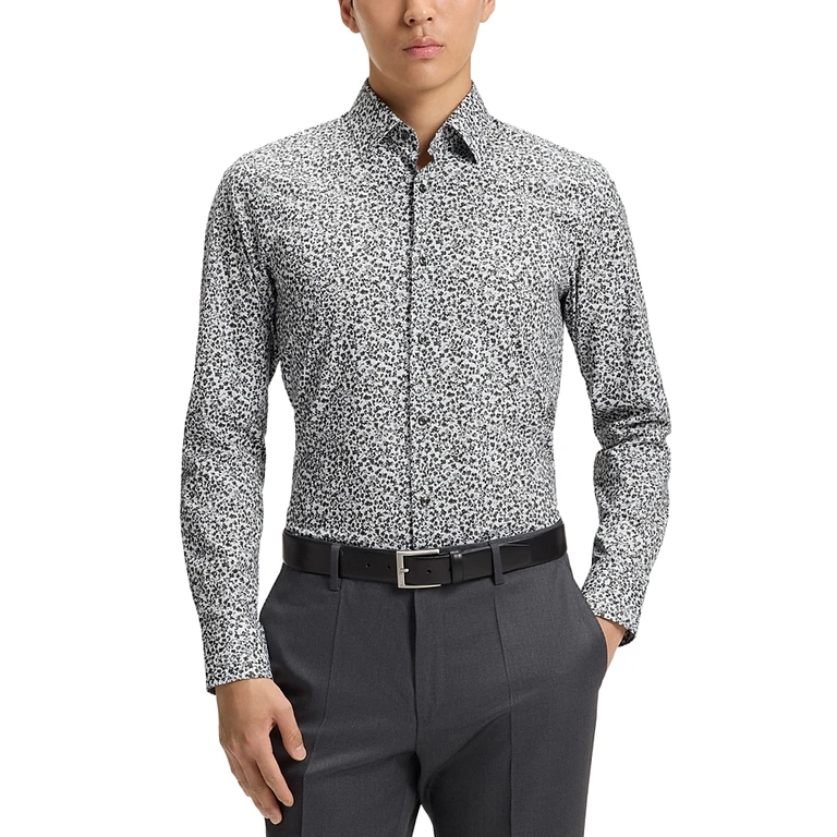 Boss Hank Slim Fit Printed Button-Front Shirt