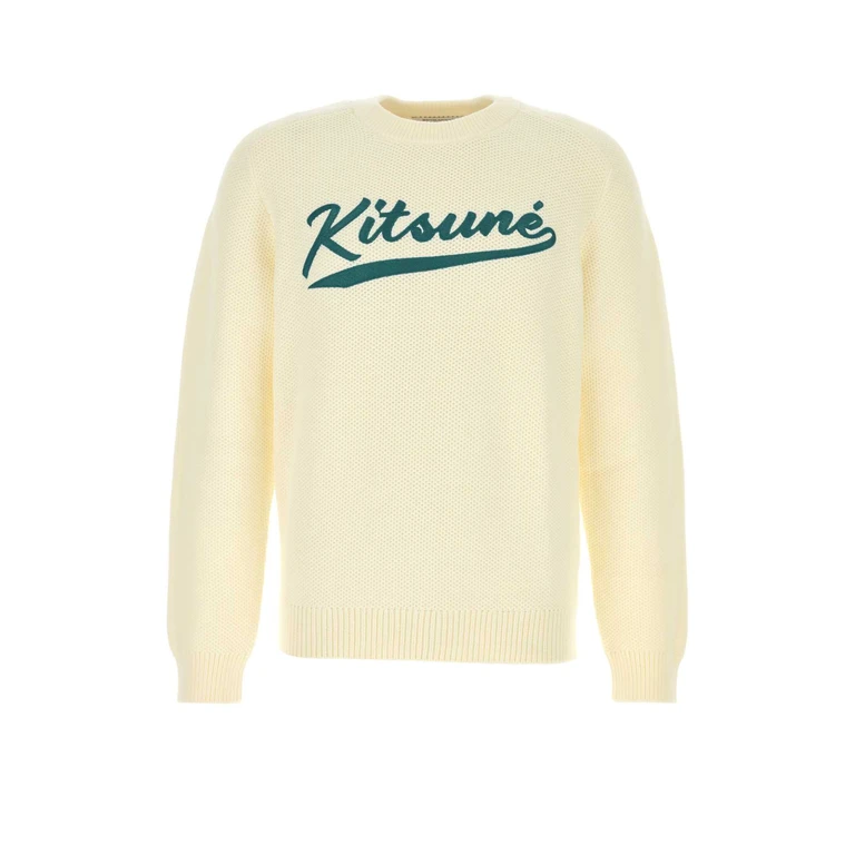 Maison Kitsune Ivory Cotton Blend Sweater Milk Exterior: Nylon Felpe - Men