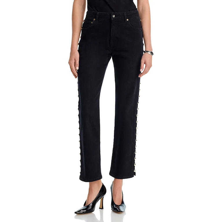 Simkhai Amelia High Rise Studded Split Side Seam Jeans in Topanga