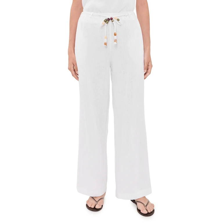 Little Lies Beaded Belt Pants White XS