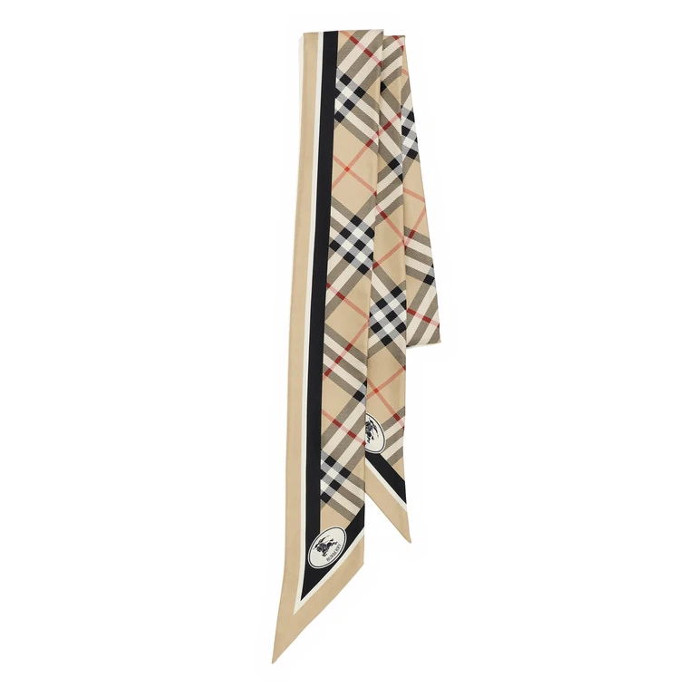 Burberry Check Silk Skinny Scarf Sand One Size