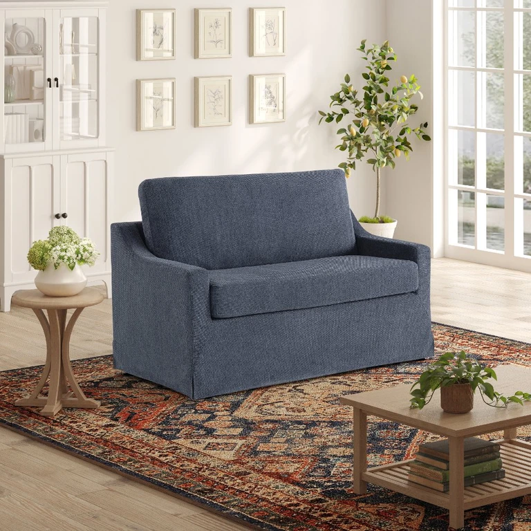 Serta Alex Navy Blue Loveseat Twin Pull-Out Sleeper