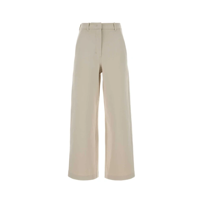 S Maxmara Sand Cotton Blend Caucaso Palazzo Pant Beige Pantaloni - Women