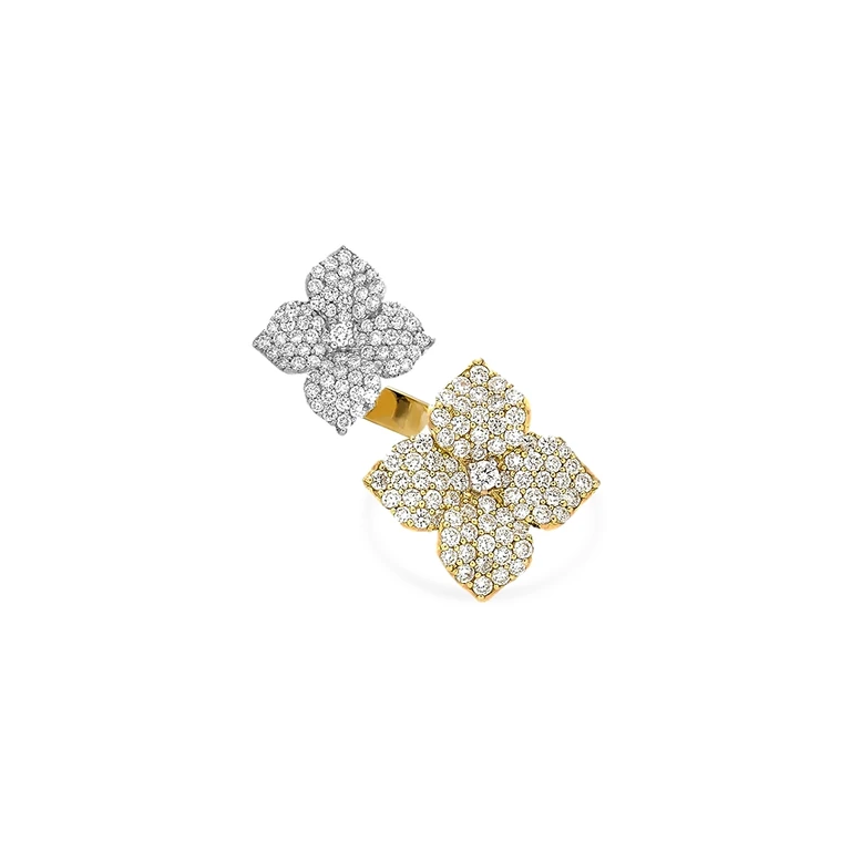 Piranesi 18K Yellow & White Gold Fiore Diamond Double Fiore Open Ring