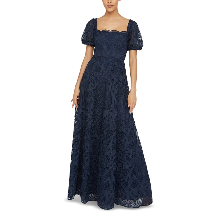 Theia Dominique Puff Sleeve Gown
