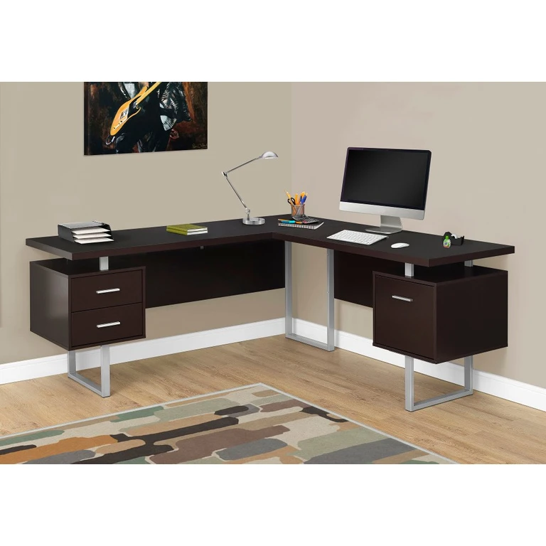 Cappuccino 60 Inch L-Shaped Computer Desk