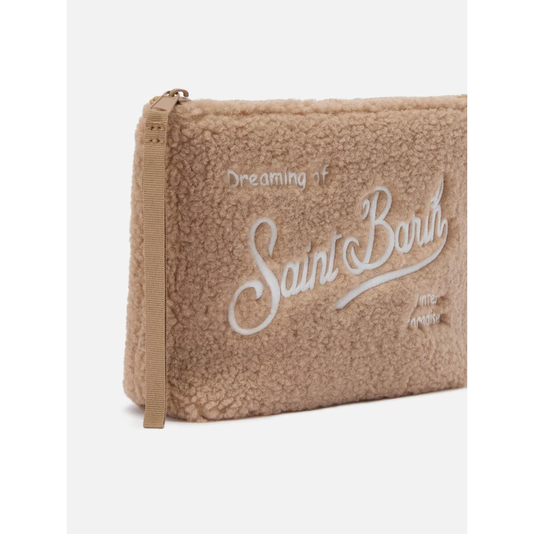 Mc2 Saint Barth Aline Teddy Pouch Beige Sherpa Brown Pochette - Unisex