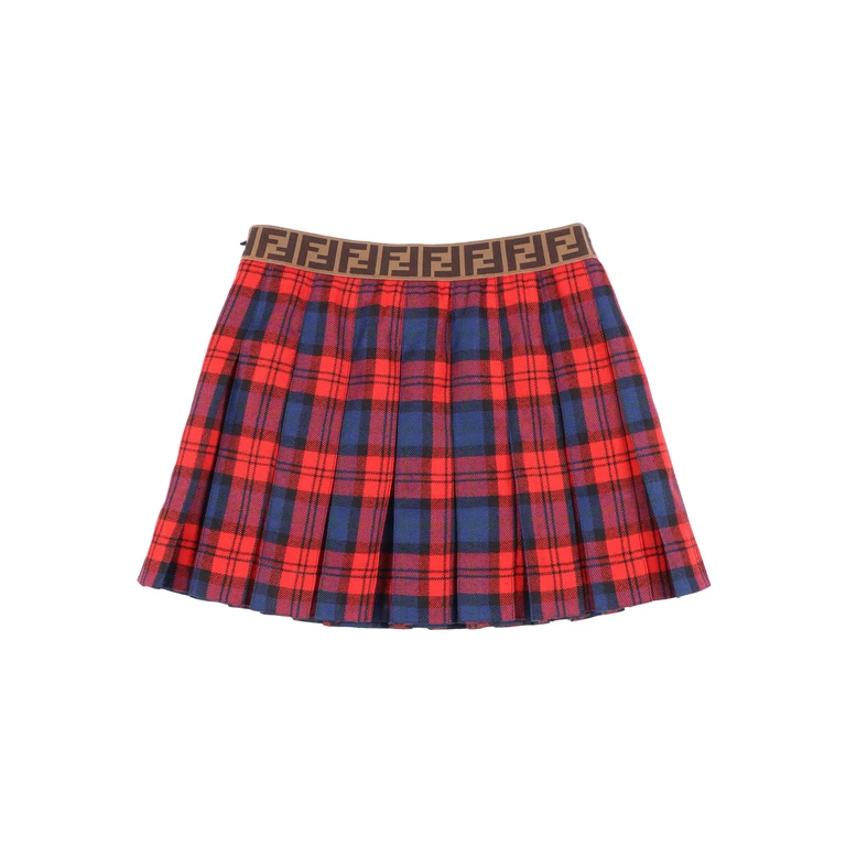 Fendi Jr Tartan Skirt Red Polyamide Polyester Elastane