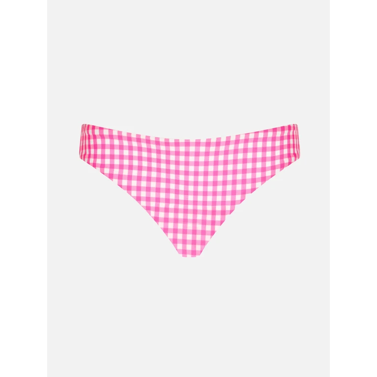 Mc2 Saint Barth Girl Swim Briefs With Gingham Print Blue Bottom