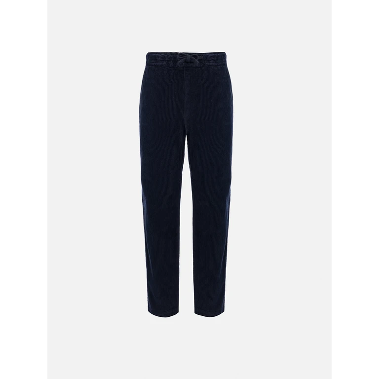 Mc2 Saint Barth Boy Corduroy Pants Kilkenny With Country Dog Embroidery Blue