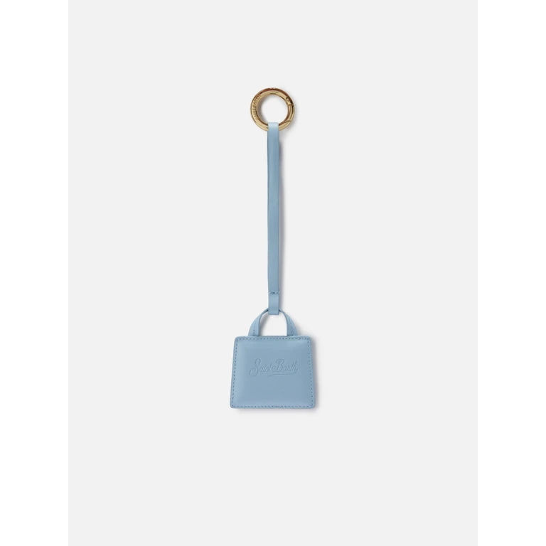 Mc2 Saint Barth Light Blue Smooth Leather Bag Charm With Embossed Logo Small Accessories - Unisex