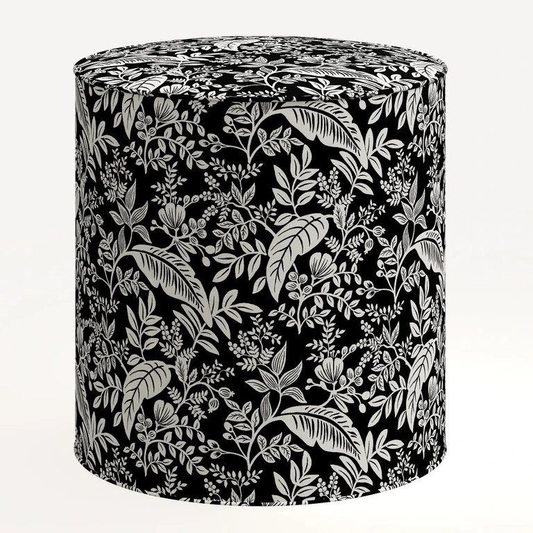 Billie Canopy Black & Cream runder Hocker