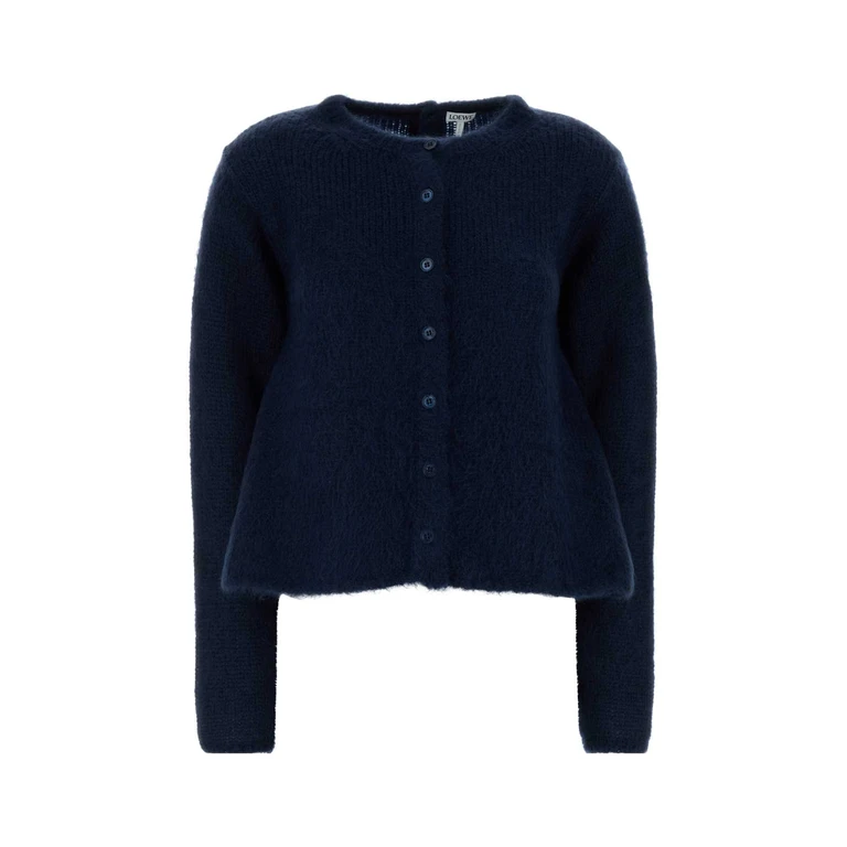 Loewe Navy Blue Stretch Mohair Blend Cardigan Maglieria - Women
