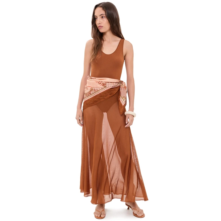Zimmermann Aster Scarf Maxi Dress Tan/Print 0