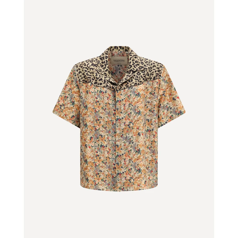 VALENTINO Short-sleeve floral and leopard print Shirt Male 50