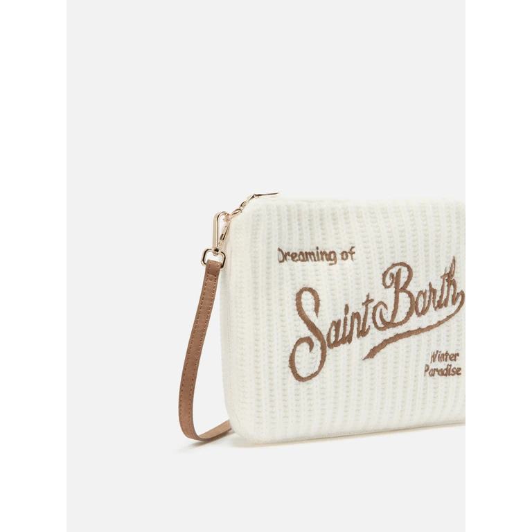 Mc2 Saint Barth Parisienne Wool Rib Crossbody Bag In White Ribbed Blend __single__ Pochette - Unisex