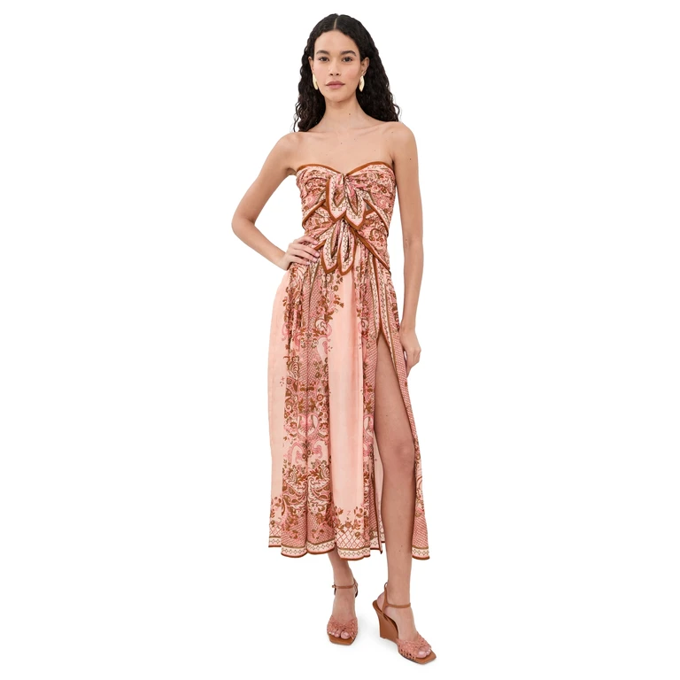 Zimmermann Aster Silk Scarf Dress Pink Paisley Floral 4