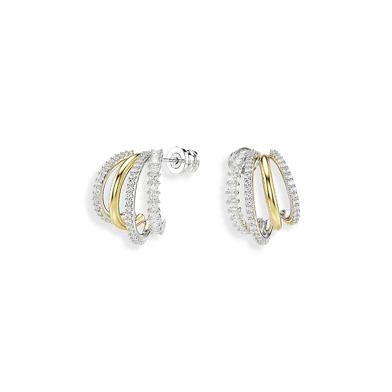 Swarovski Hyperbola Crystal Split Hoop Earrings in Gold Tone & Rhodium Plated