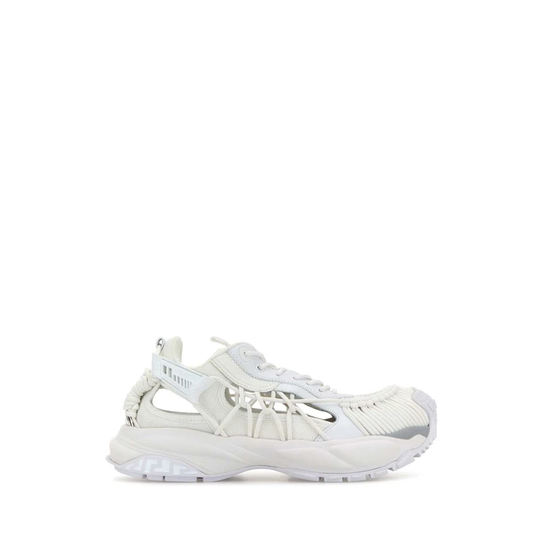 Versace White Leather And Fabric Mercury M_vs_01 Sneakers