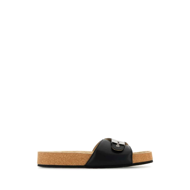 Black Leather Balenciaga X Sholl Slippers Black/silver - Men