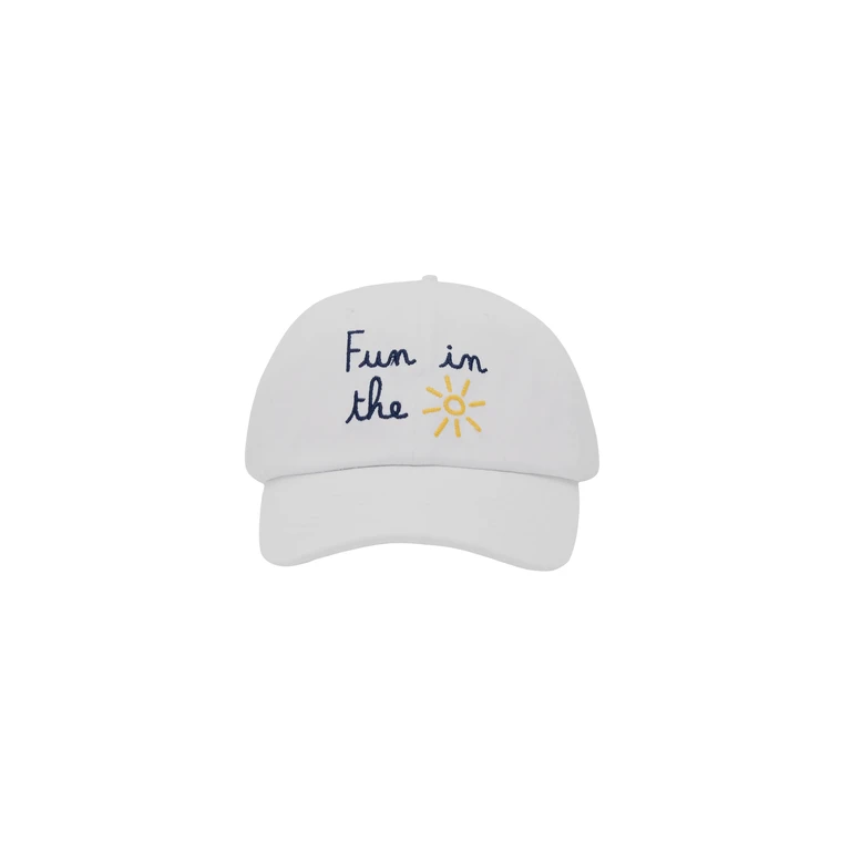 Mc2 Saint Barth White Denim Ball Cap Baseball Jr With Daisy Embroidery Hat - Unisex
