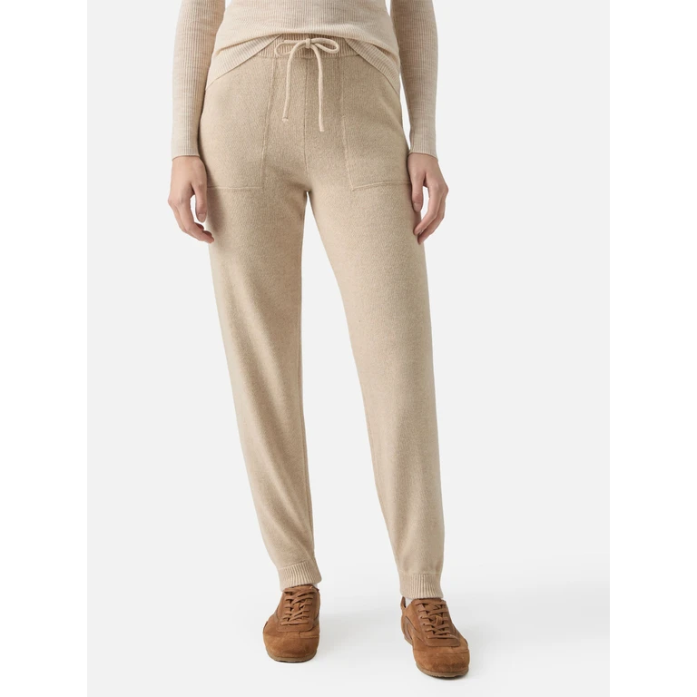 Mc2 Saint Barth Blended Cashmere Jogger Pants Charlie Beige White - Women