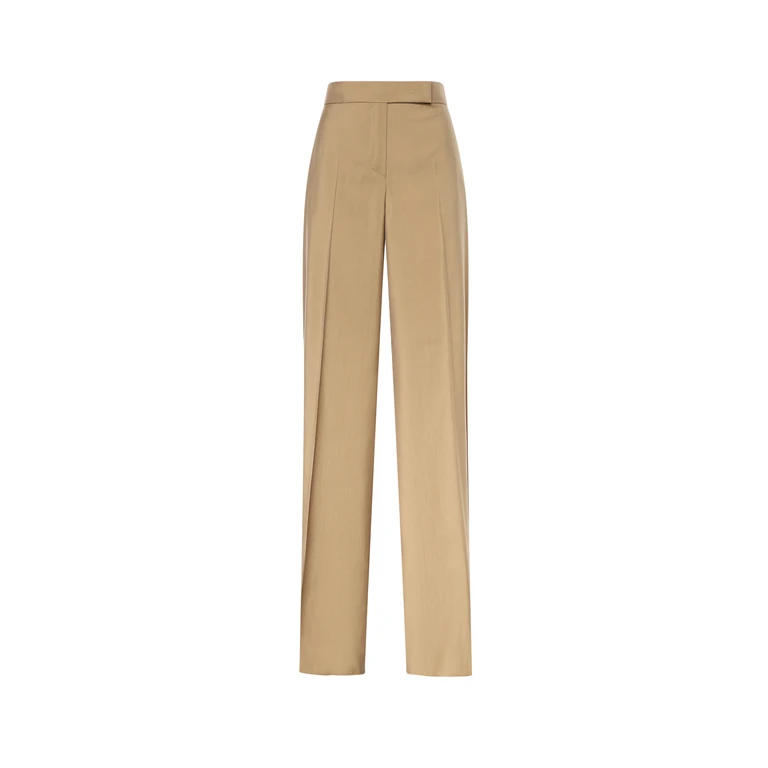 Max Mara Camel Wool Blend Wide-Leg Bronte Pant Sabbia Exterior: Virgin Silk Pantaloni - Women