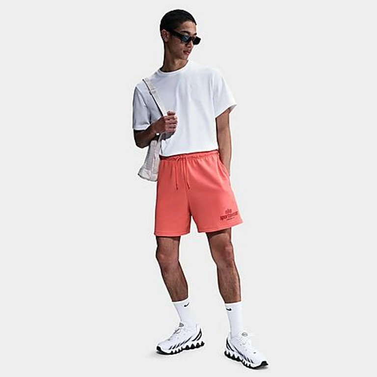 Nike Men's Club French Terry Flow Shorts in Magic Ember/Magic Ember/University Red Size: XS