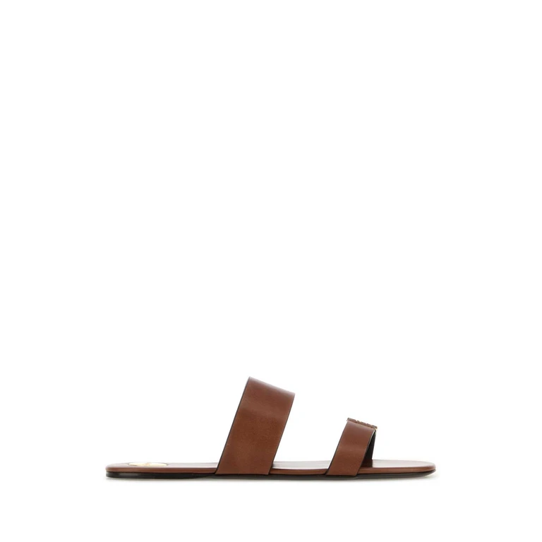 Saint Laurent Brown Leather Babylone Slippers Bruciato - Women