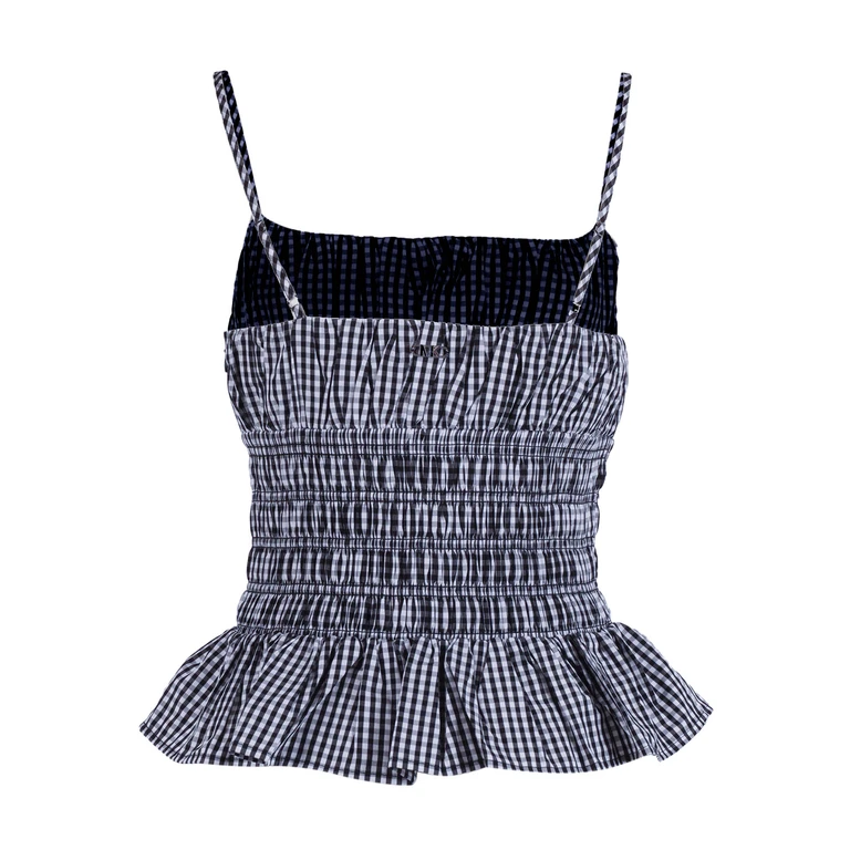 Michael Kors Gingham Smock Top Black Cotton - Women