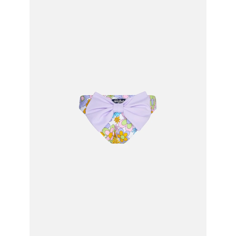Mc2 Saint Barth Girl Swim Briefs With Flower Print Bottom