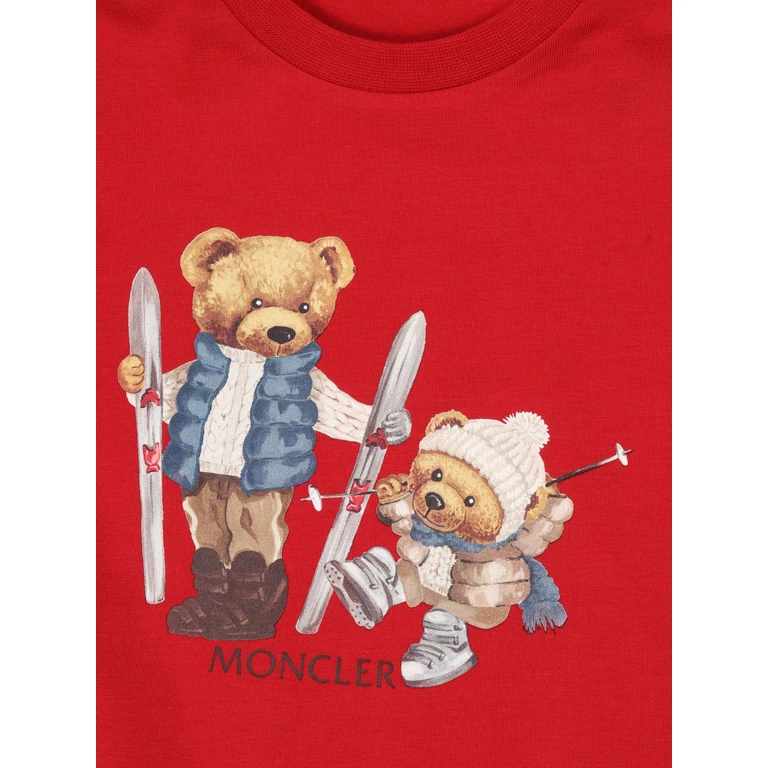 Moncler Baby Ss T-Shirt Red Elastane Cotton Short Sleeves