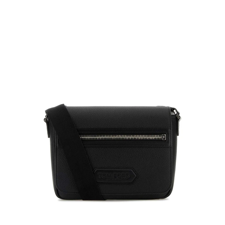 Tom Ford Black Leather Small Traveller Crossbody Bag Borse A Tracolla - Men