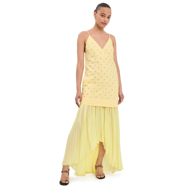 MSGM Studded Maxi Dress Yellow 44