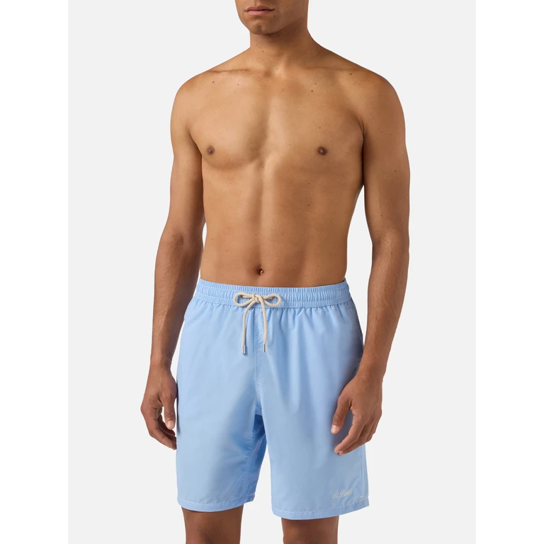 Mc2 Saint Barth Light Blue Long Swim Shorts Patmos Swimshort - Men