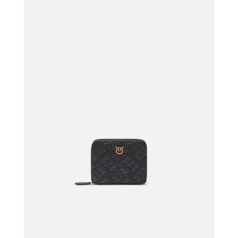Pinko - Portefeuille carré en cuir gaufré Monogram